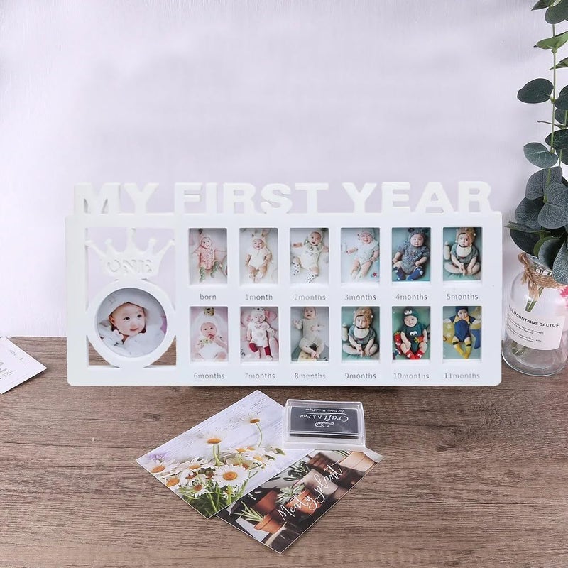 CCONYA Creative Baby Commemorate First 12 Months Picture Frame Kids Growing Memory Gift DIY Newborns First Year Souvenirs Photo Frame (white) - Image 3